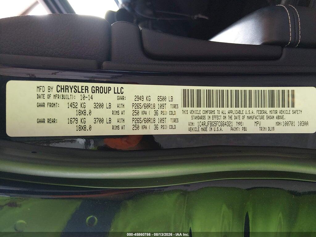 1C4RJFBG5FC664321 2015 JEEP GRAND CHEROKEE photo no. 9