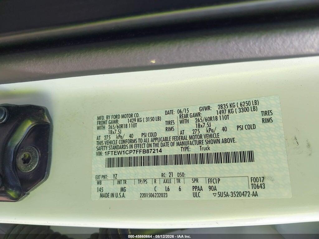 1FTEW1CP7FFB87214 2015 FORD F-150 photo no. 9