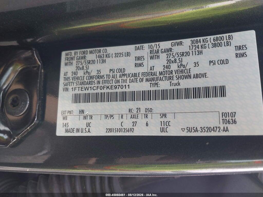 1FTEW1CF0FKE97011 2015 FORD F-150 photo no. 9