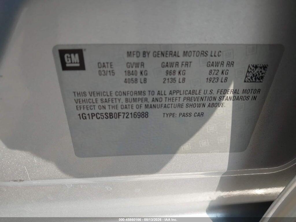 1G1PC5SB0F7216988 2015 CHEVROLET CRUZE photo no. 9