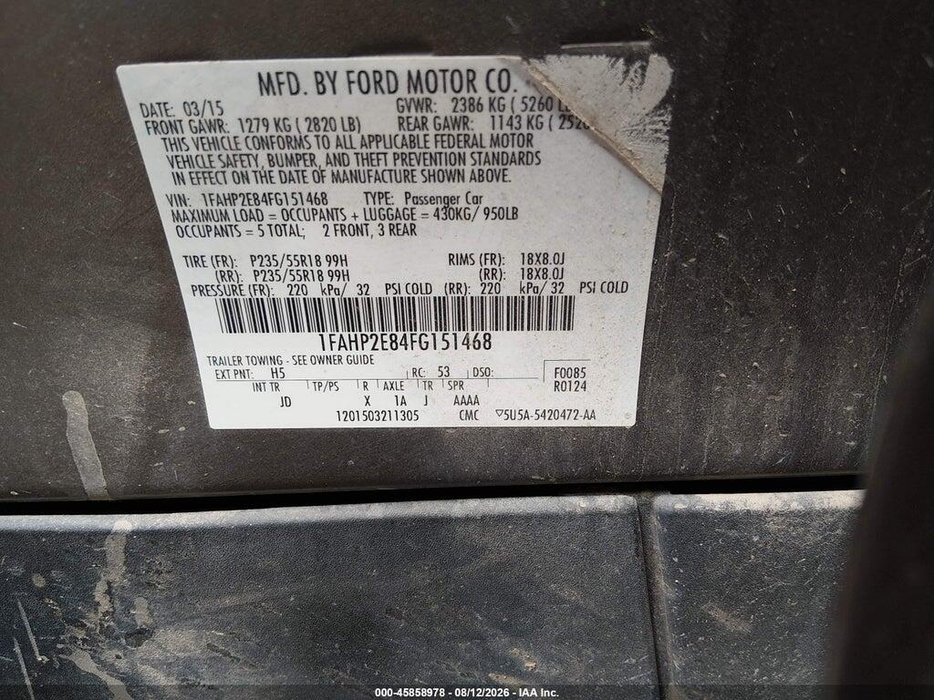 1FAHP2E84FG151468 2015 FORD TAURUS photo no. 9