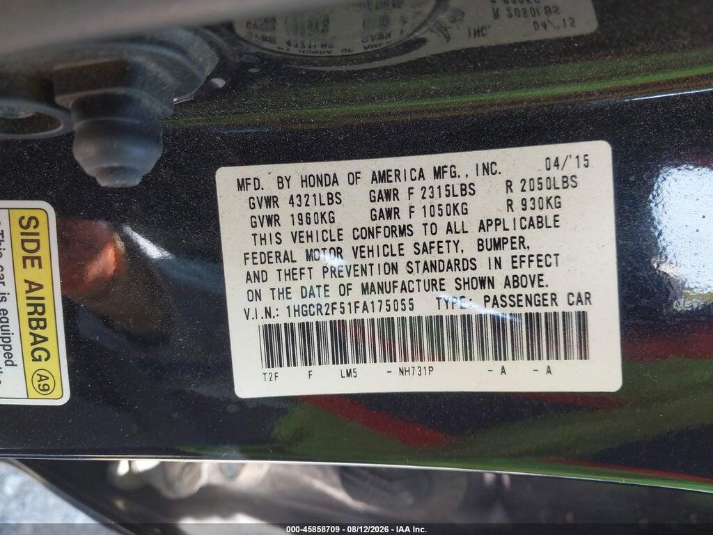 1HGCR2F51FA175055 2015 HONDA ACCORD photo no. 9