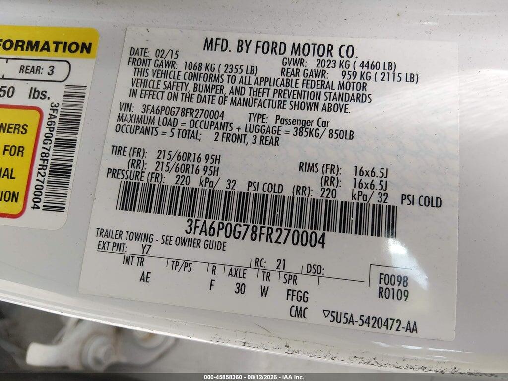 3FA6P0G78FR270004 2015 FORD FUSION photo no. 9