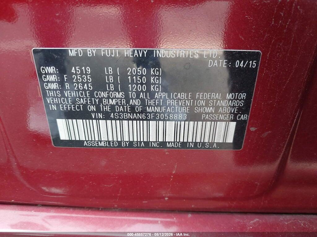 4S3BNAN63F3058883 2015 SUBARU LEGACY photo no. 9