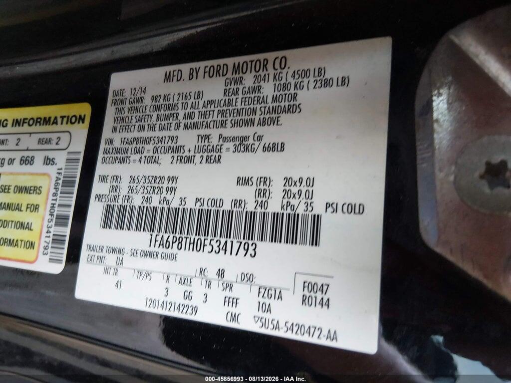 1FA6P8TH0F5341793 2015 FORD MUSTANG photo no. 9