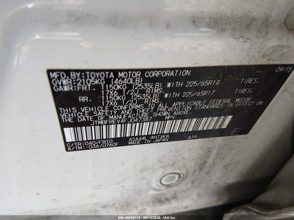 JTMBFREV4FJ047387 2015 TOYOTA RAV4 photo no. 9