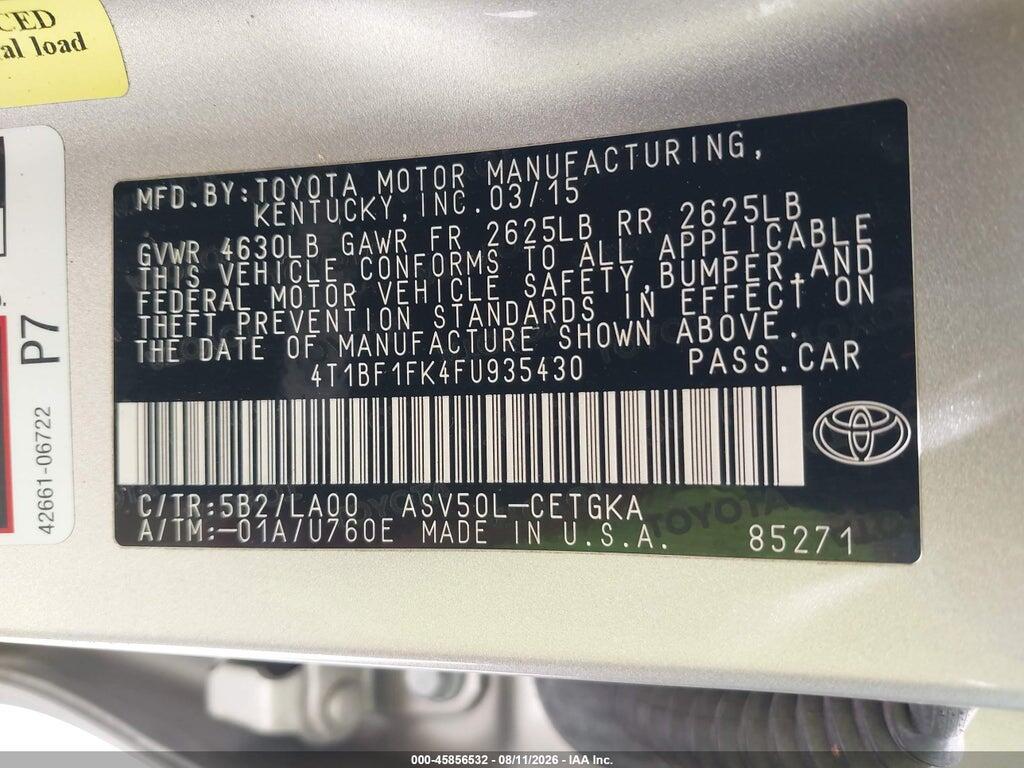 4T1BF1FK4FU935430 2015 TOYOTA CAMRY photo no. 9