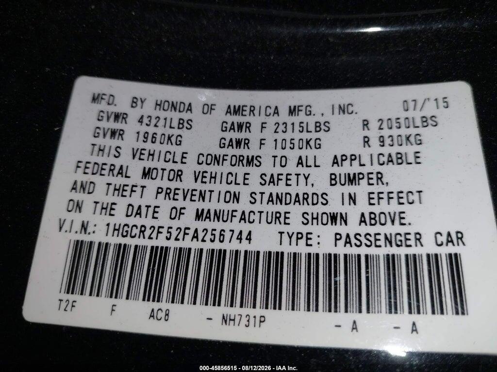 1HGCR2F52FA256744 2015 HONDA ACCORD photo no. 9