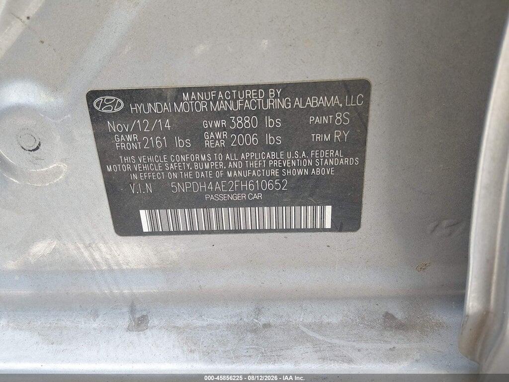 5NPDH4AE2FH610652 2015 HYUNDAI ELANTRA photo no. 9