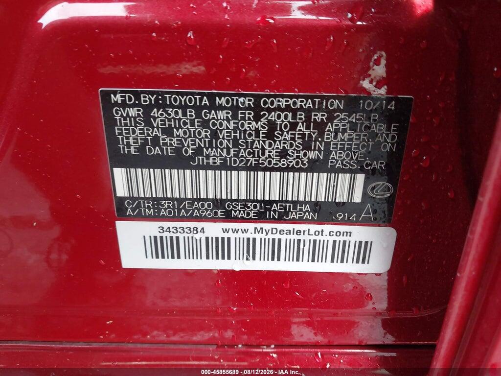 JTHBF1D27F5058903 2015 LEXUS IS 250 photo no. 9