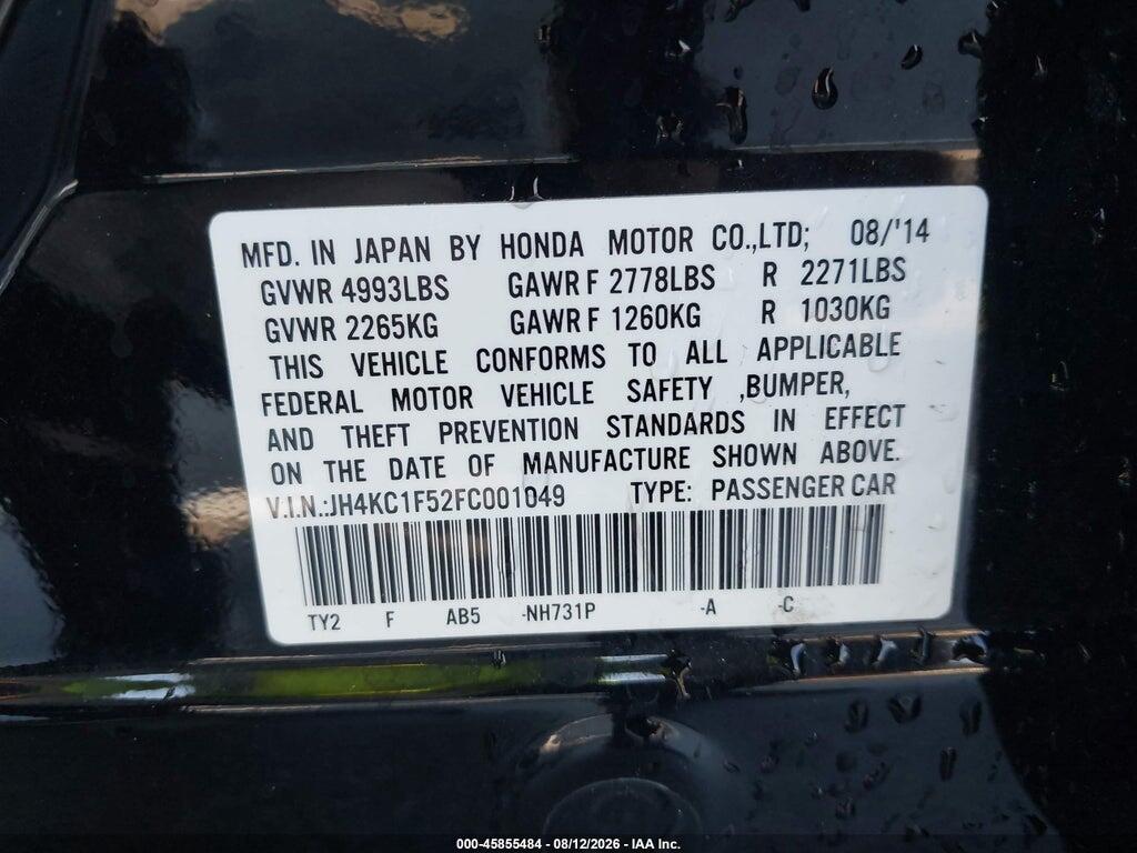JH4KC1F52FC001049 2015 ACURA RLX photo no. 9