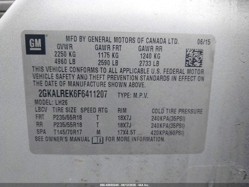 2GKALREK6F6411207 2015 GMC TERRAIN photo no. 9