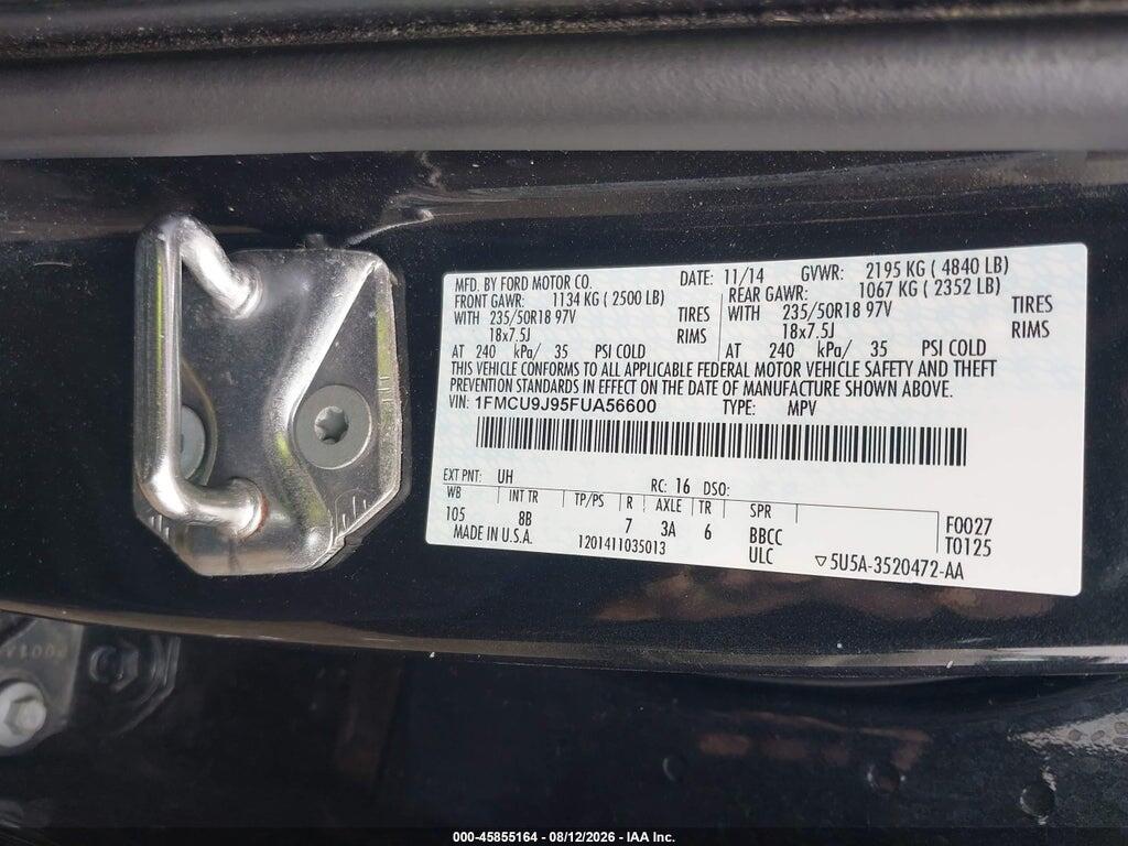 1FMCU9J95FUA56600 2015 FORD ESCAPE photo no. 9