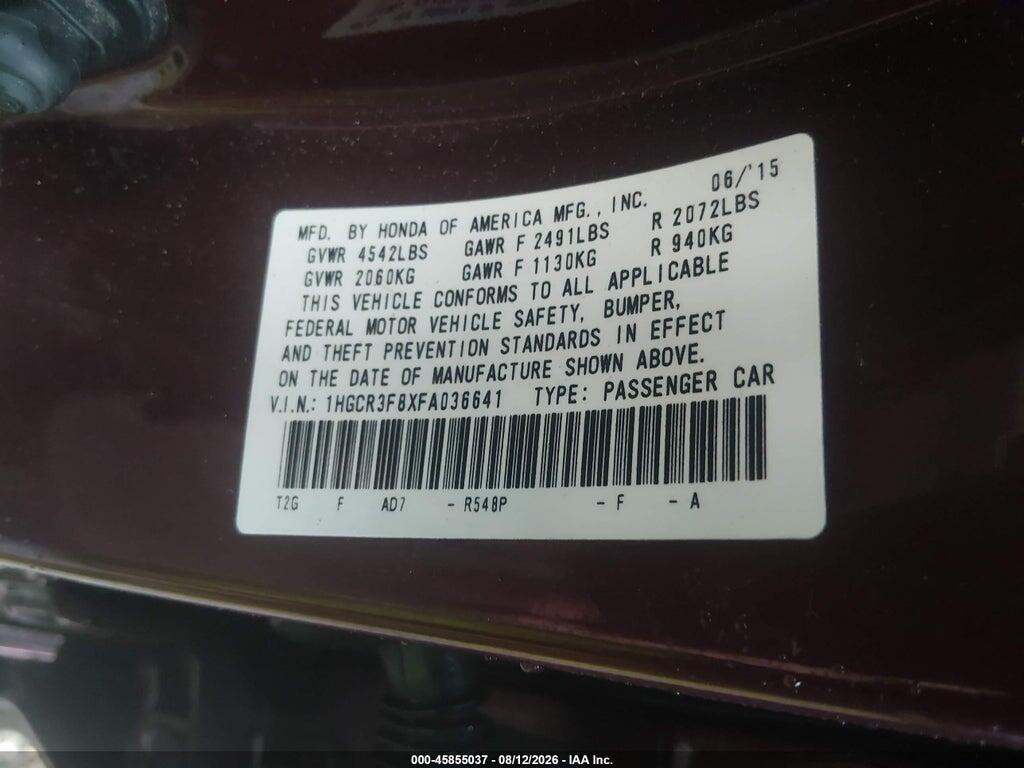 1HGCR3F8XFA036641 2015 HONDA ACCORD photo no. 9
