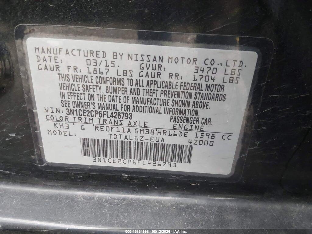 3N1CE2CP6FL426793 2015 NISSAN VERSA NOTE photo no. 9