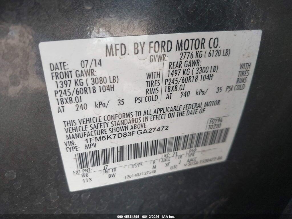 1FM5K7D83FGA27472 2015 FORD EXPLORER photo no. 9