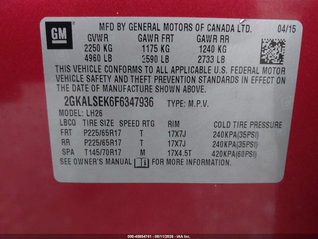 2GKALSEK6F6347936 2015 GMC TERRAIN photo no. 9