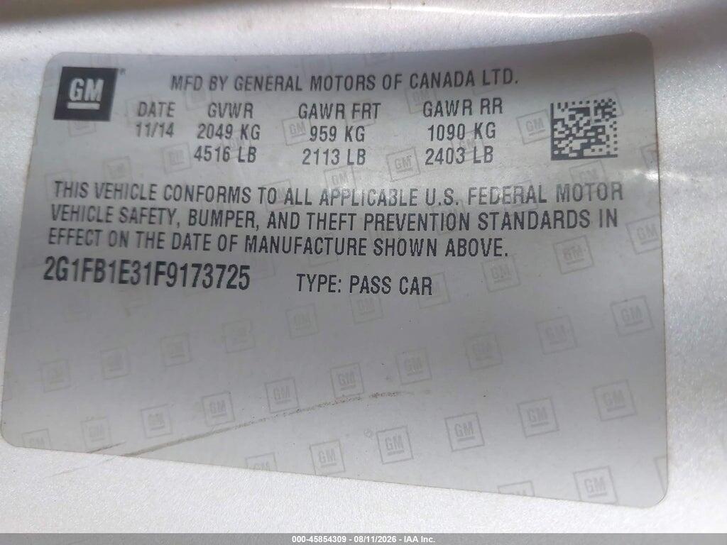 2G1FB1E31F9173725 2015 CHEVROLET CAMARO photo no. 9