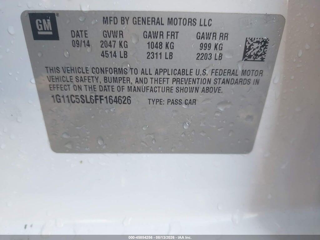 1G11C5SL6FF164626 2015 CHEVROLET MALIBU photo no. 9