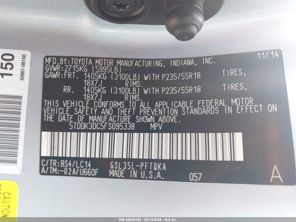 5TDDK3DC5FS095338 2015 TOYOTA SIENNA photo no. 9