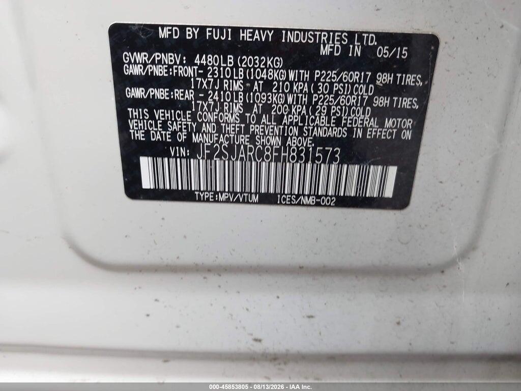 JF2SJARC8FH831573 2015 SUBARU FORESTER photo no. 9
