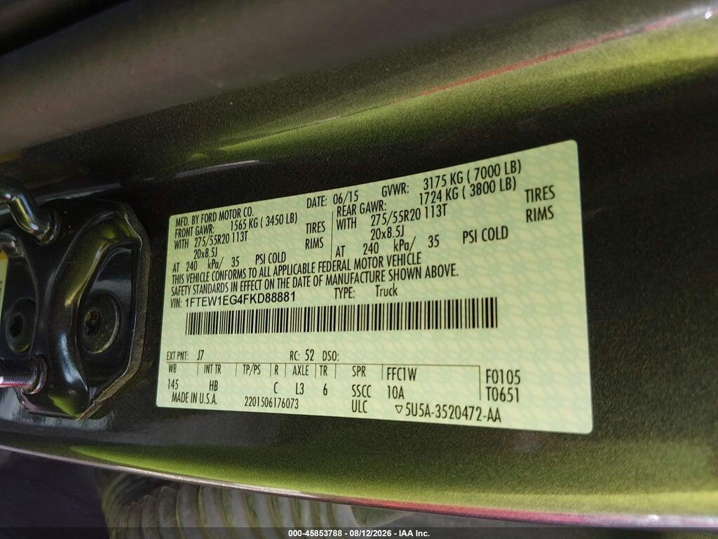 1FTEW1EG4FKD88881 2015 FORD F-150 photo no. 9