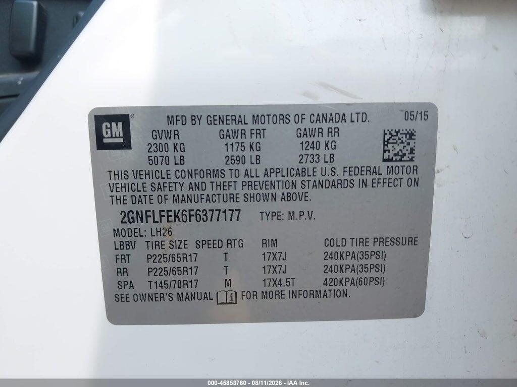 2GNFLFEK6F6377177 2015 CHEVROLET EQUINOX photo no. 9