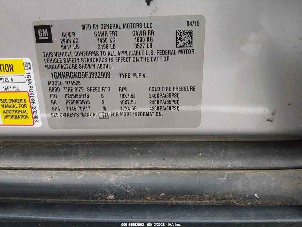 1GNKRGKD9FJ332908 2015 CHEVROLET TRAVERSE photo no. 9
