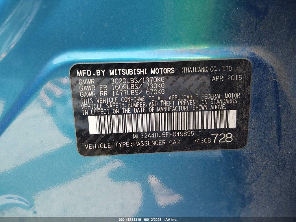 ML32A4HJ5FH049895 2015 MITSUBISHI MIRAGE photo no. 9