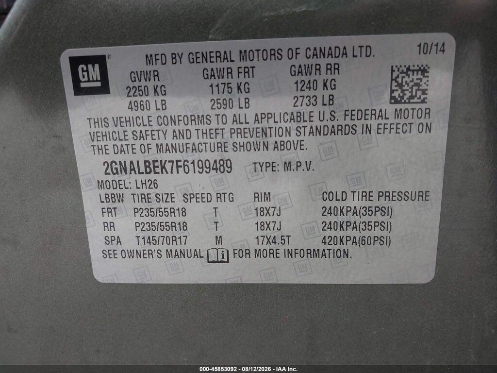 2GNALBEK7F6199489 2015 CHEVROLET EQUINOX photo no. 9