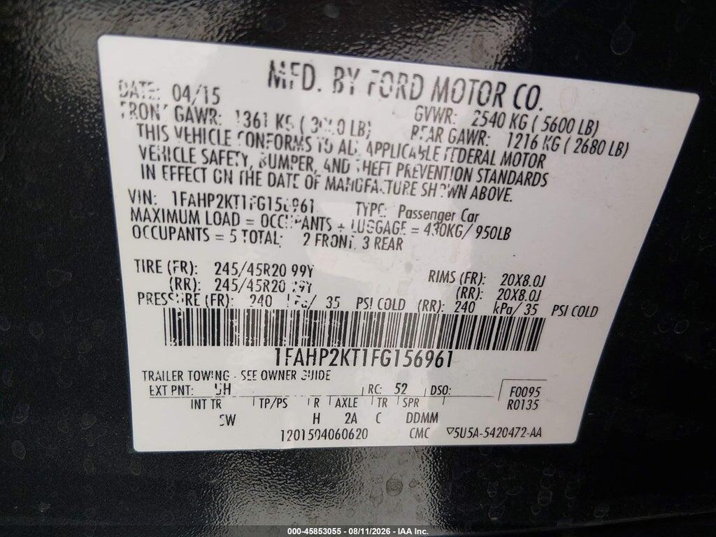 1FAHP2KT1FG156961 2015 FORD TAURUS photo no. 9