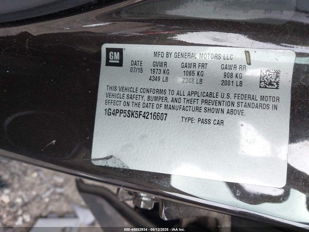 1G4PP5SK5F4216607 2015 BUICK VERANO photo no. 9