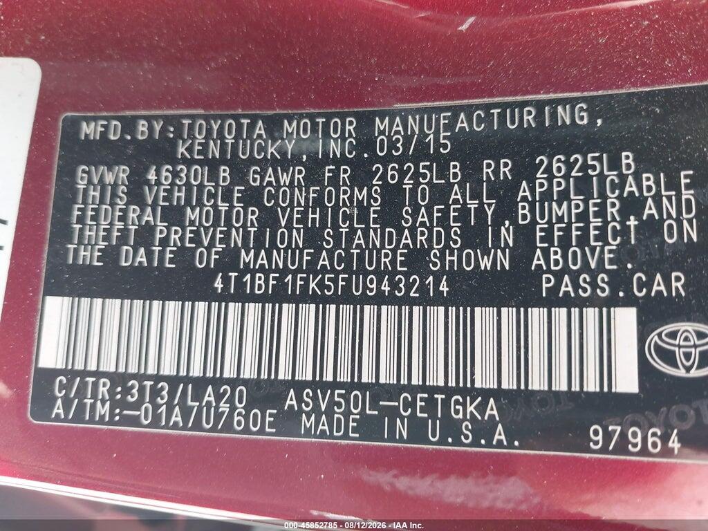 4T1BF1FK5FU943214 2015 TOYOTA CAMRY photo no. 9