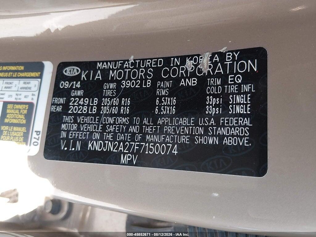 KNDJN2A27F7150074 2015 KIA SOUL photo no. 9
