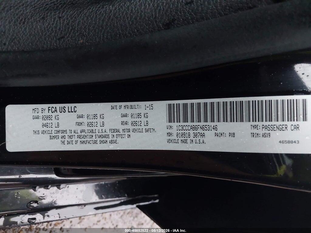 1C3CCCAB6FN653146 2015 CHRYSLER 200 photo no. 9
