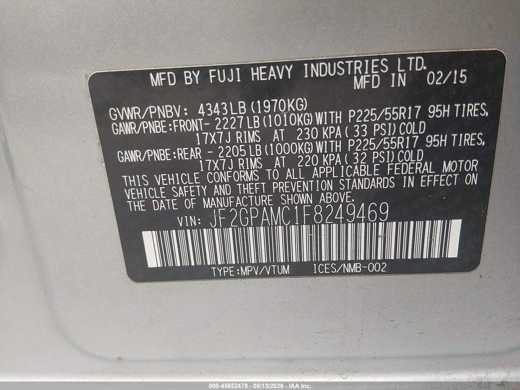 JF2GPAMC1F8249469 2015 SUBARU XV CROSSTREK photo no. 9