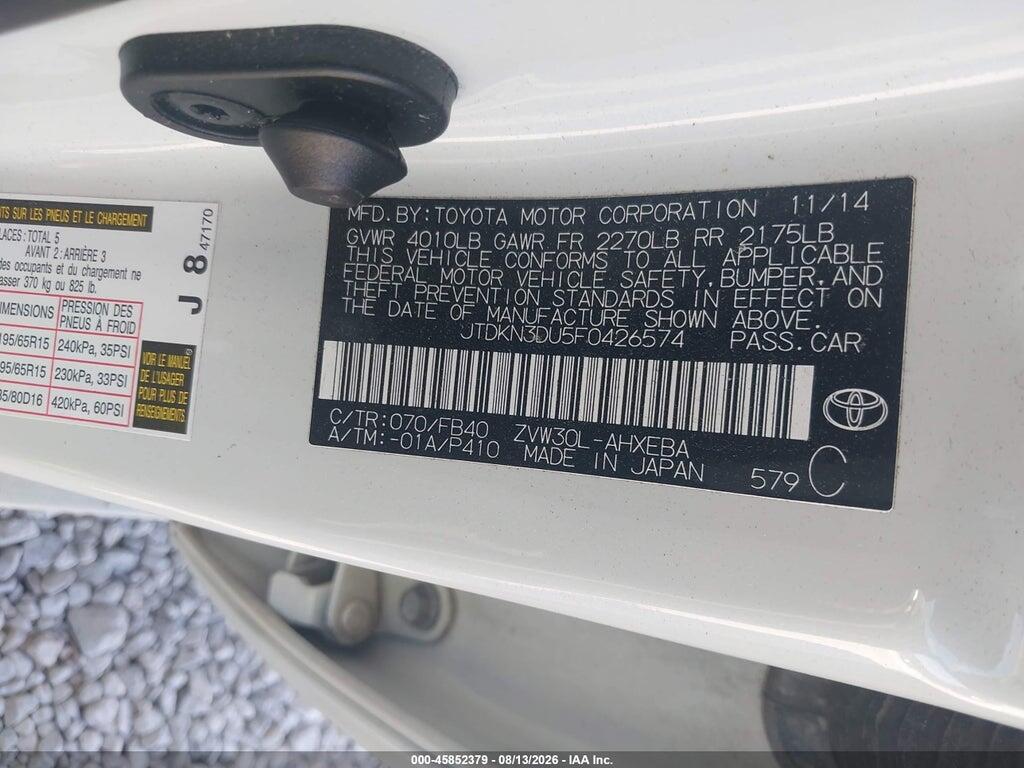 JTDKN3DU5F0426574 2015 TOYOTA PRIUS photo no. 9