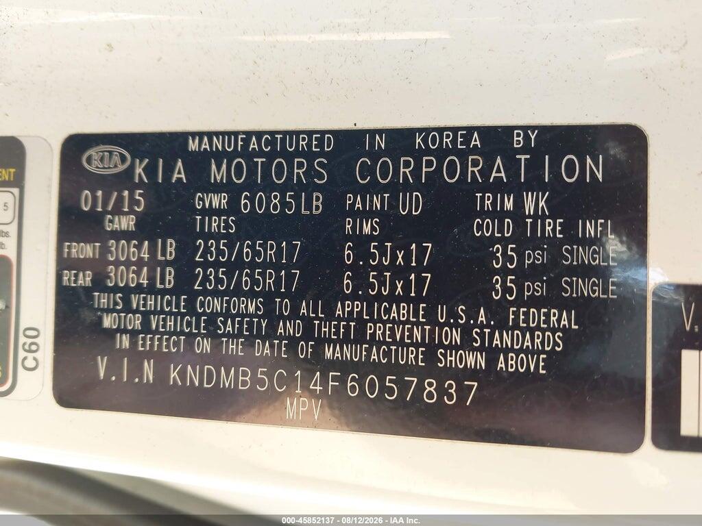 KNDMB5C14F6057837 2015 KIA SEDONA photo no. 9