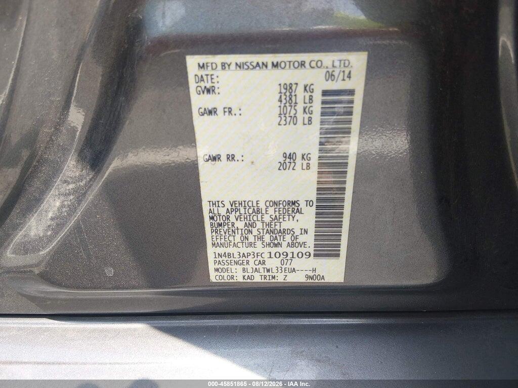 1N4BL3AP3FC109109 2015 NISSAN ALTIMA photo no. 9