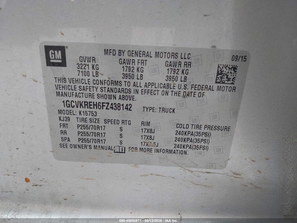 1GCVKREH6FZ438142 2015 CHEVROLET SILVERADO 1500 photo no. 9