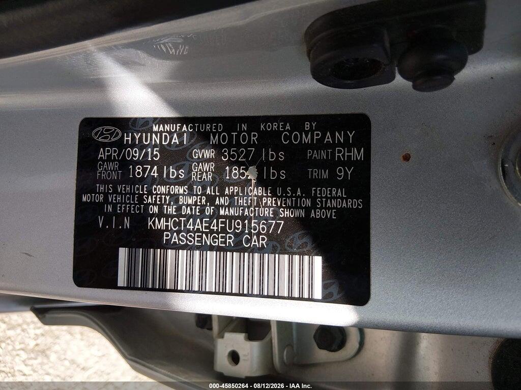KMHCT4AE4FU915677 2015 HYUNDAI ACCENT photo no. 9
