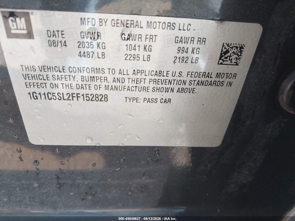 1G11C5SL2FF152828 2015 CHEVROLET MALIBU photo no. 9