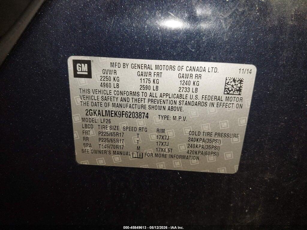 2GKALMEK9F6203874 2015 GMC TERRAIN photo no. 9