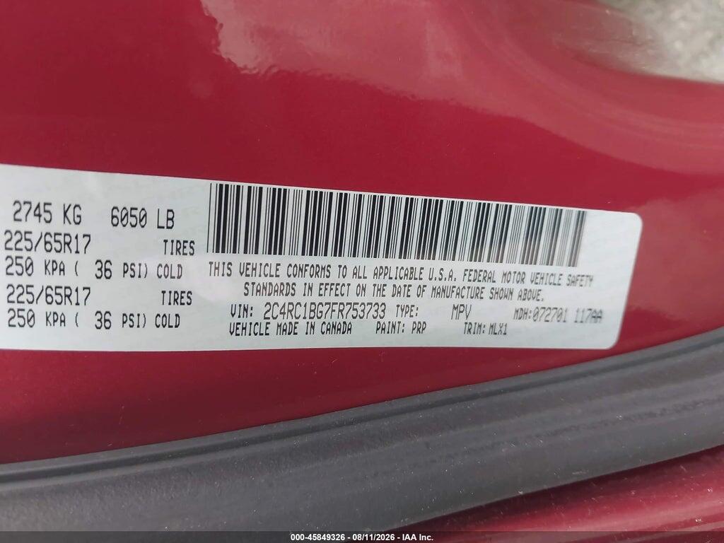2C4RC1BG7FR753733 2015 CHRYSLER TOWN & COUNTRY photo no. 9