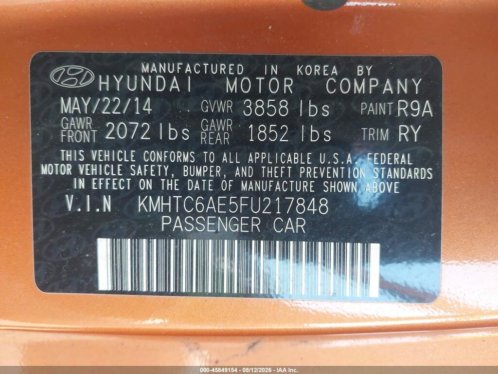 KMHTC6AE5FU217848 2015 HYUNDAI VELOSTER photo no. 9
