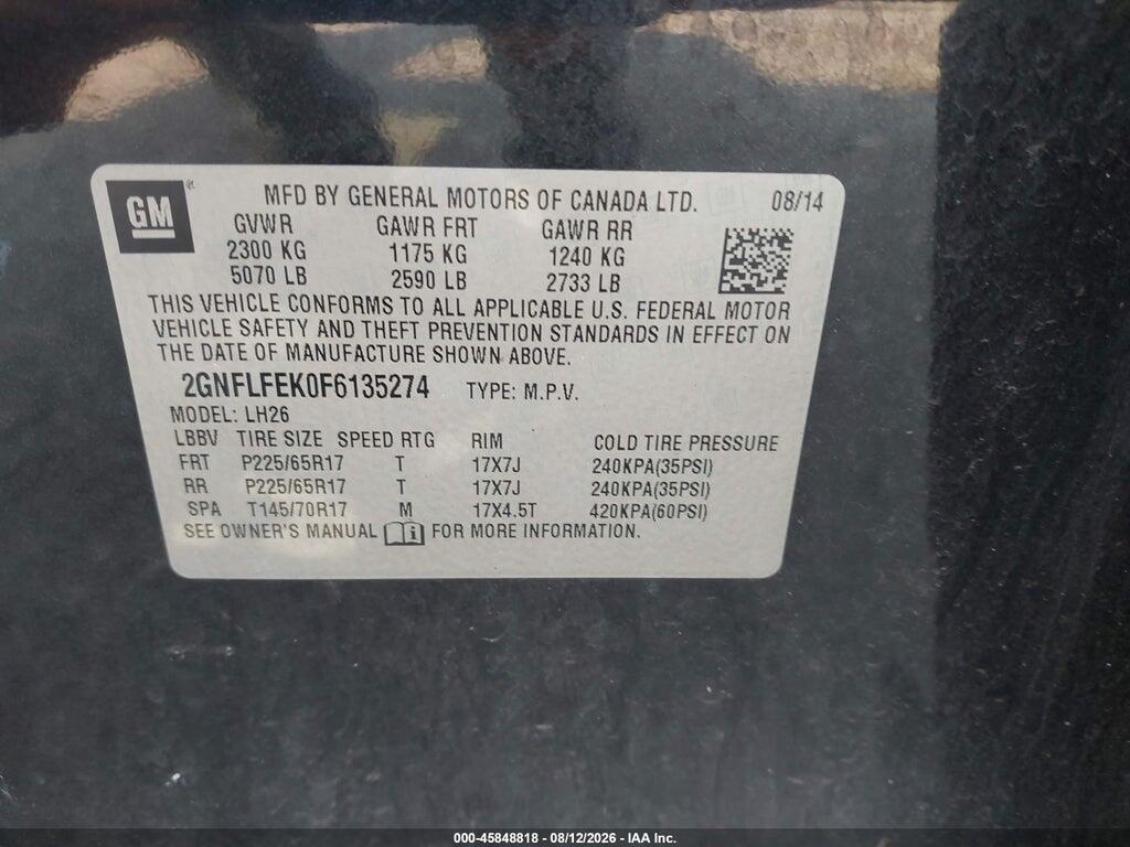2GNFLFEK0F6135274 2015 CHEVROLET EQUINOX photo no. 9