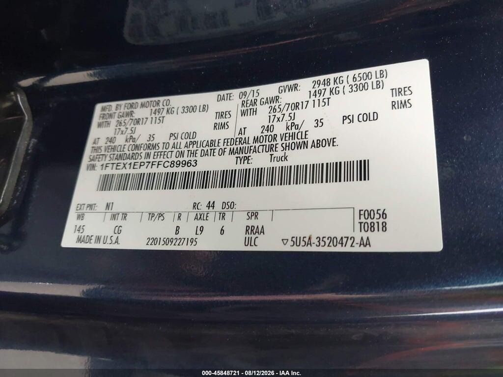 1FTEX1EP7FFC89963 2015 FORD F-150 photo no. 9