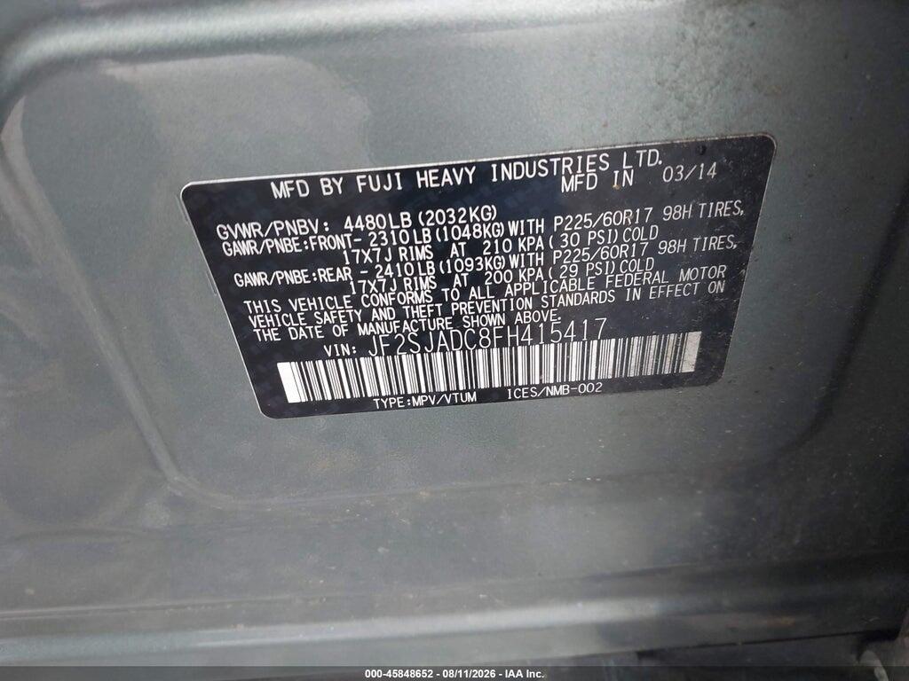 JF2SJADC8FH415417 2015 SUBARU FORESTER photo no. 9