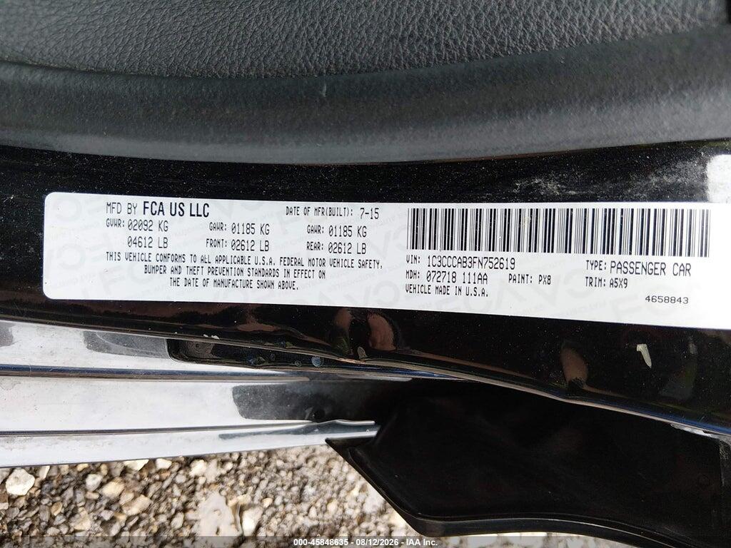 1C3CCCAB3FN752619 2015 CHRYSLER 200 photo no. 9