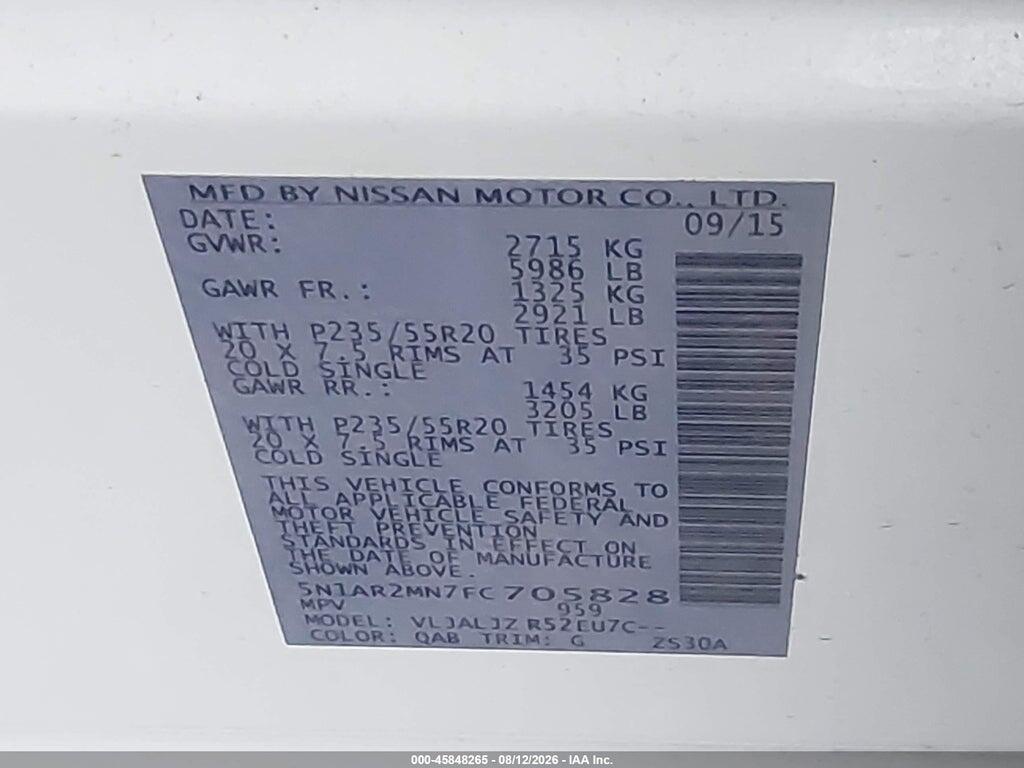 5N1AR2MN7FC705828 2015 NISSAN PATHFINDER photo no. 9